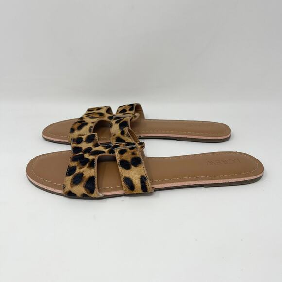 J. Crew Calf Hair Leopard Beachside Slide Sandals Womens 9 Flat Classic Animal - Picture 4 of 7
